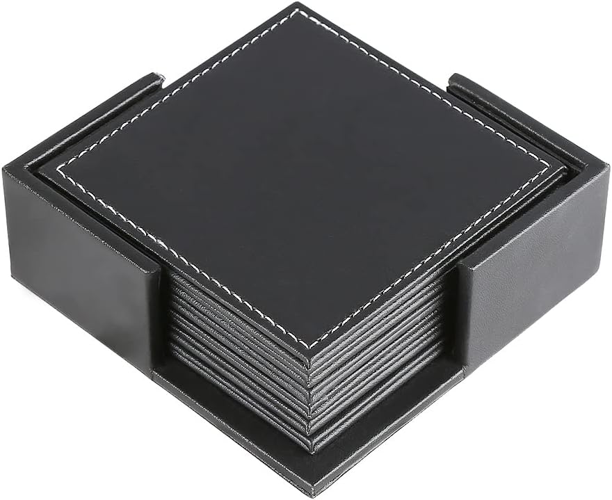Untersetzer-Set mit Halter: schwarz