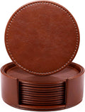 Untersetzer-Set mit Halter — 6 Stück, 10, 2 cm, braun