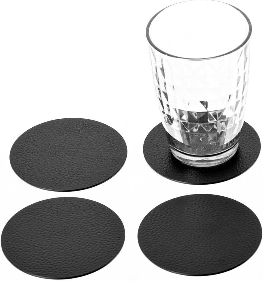 Getränkeuntersetzer — recycelbar, 4er-Set, 4, 10 cm, schwarz